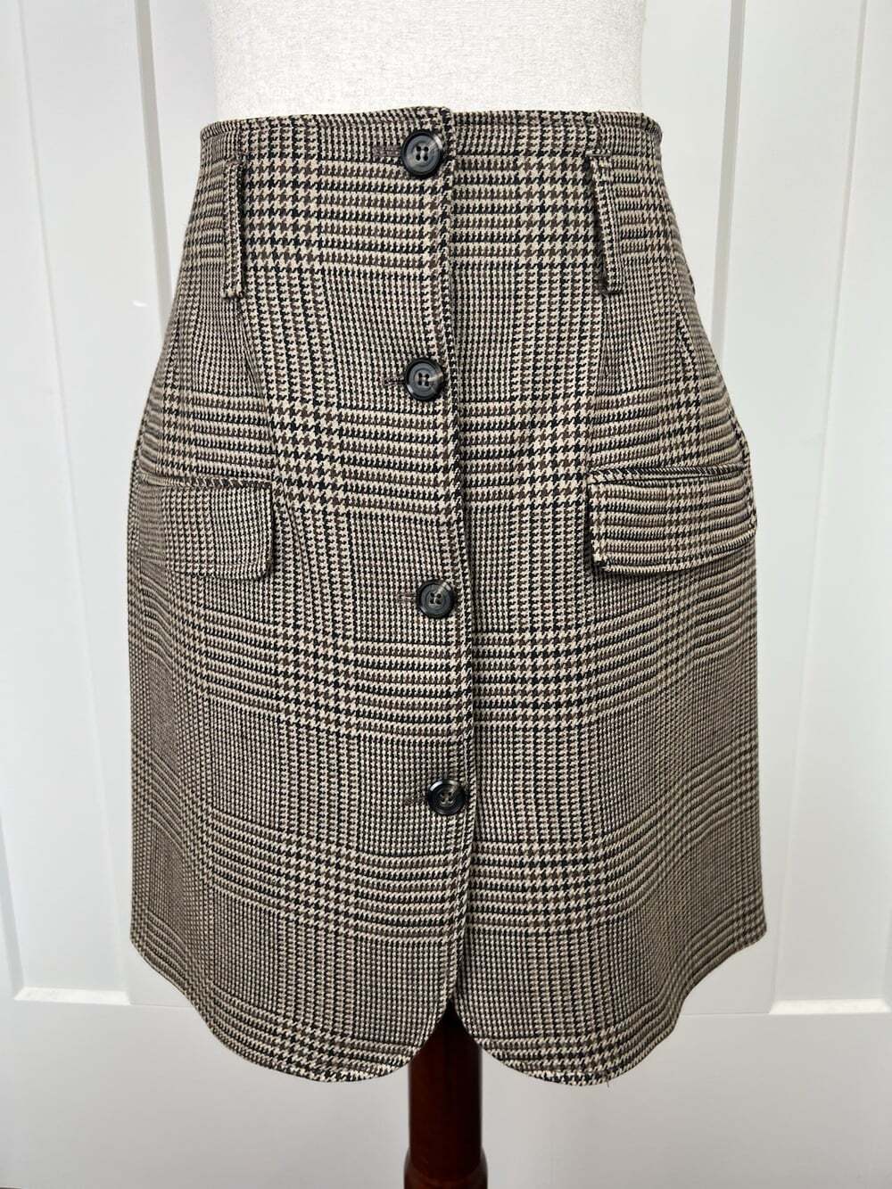 Vintage Breeches Lambswool Plaid Skirt Size 10 Button Front Equestrian Preppy